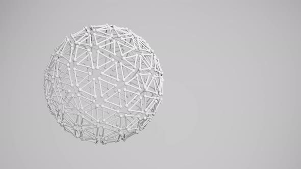 3d object made of a molecular grid rotates