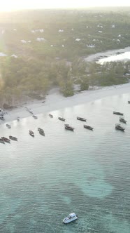 Vertical Video of the Ocean Near the Coast of Zanzibar Tanzania