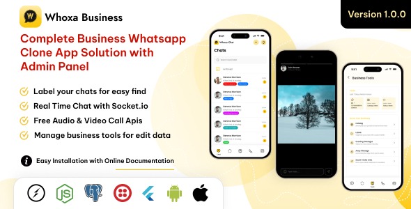 WhoXa Business Chat – WhatsApp Clone App for Business, Android & iOS (Flutter Chat App)