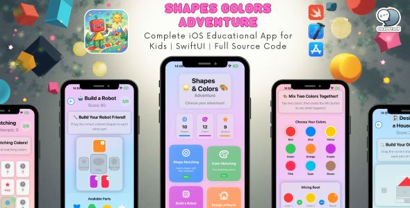 Shapes & Colors Adventure - Complete iOS Educational App for Kids | SwiftUI | Full Source Code