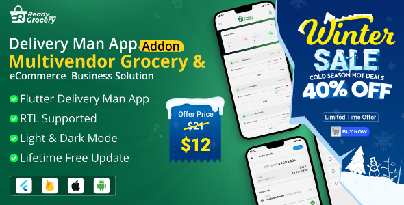 Ready Grocery Delivery Man App | Rider App | Delivery App Addon
