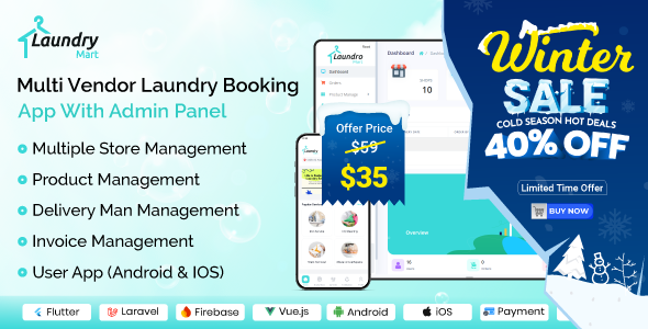 LaundryMart - Multi Vendor Laundry Booking App With Admin Panel