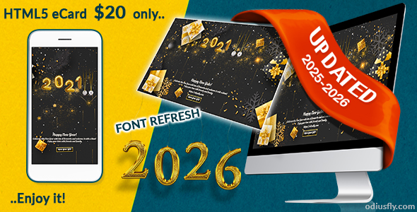 Gold Christmas & Happy New Year Card v1