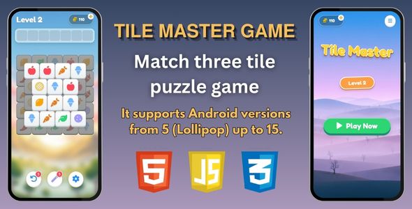 Tile Master: Match 3 Web Game (HTML5/CSS/JS) – Clean & Performance Optimized