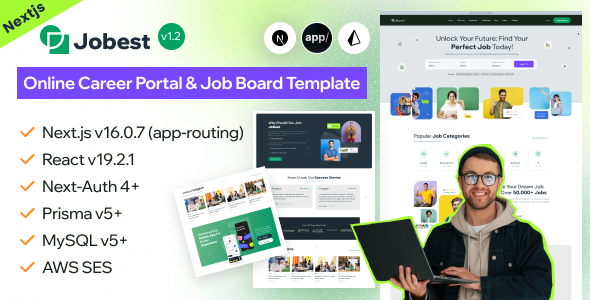 Jobest – Next.js 16 Job Board & Career Portal Functional Template