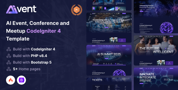 Aivent - AI Event, Conference and Meetup CodeIgniter Template