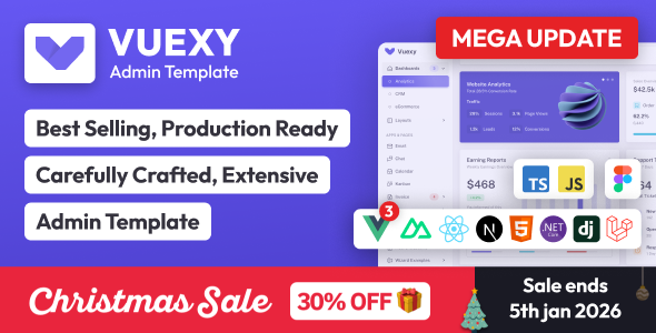 Vuexy - Vuejs, Nuxt, Next.js, HTML, Laravel, Asp.Net & Django Admin Dashboard Template