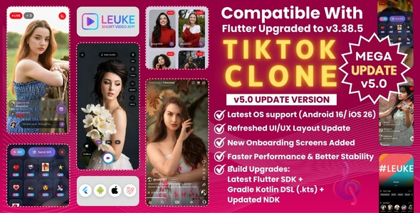 Flutter - TikTok Clone | Triller Clone & Short Video Streaming Mobile App for Android & iOS