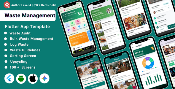 AI-Powered Waste Management Flutter App Template | Garbage Collection | Recycling Tracker UI Kit