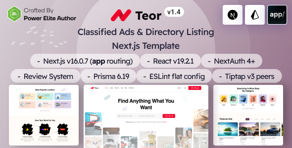 Teor - Classified Ads & Directory Listing Nextjs 16 Script