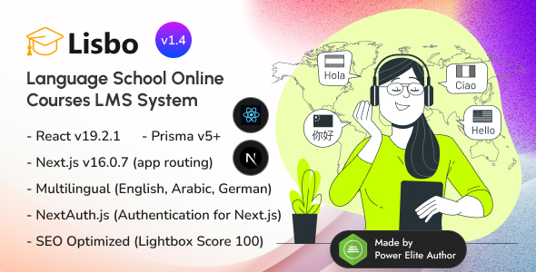 Lisbo - Next.js 16 Language School Online Courses LMS System