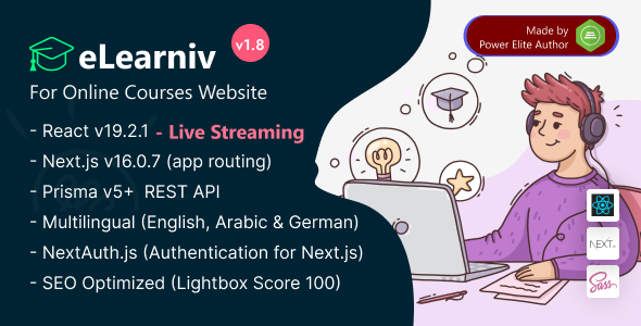eLearniv - React Next.js 16 Learning Management System