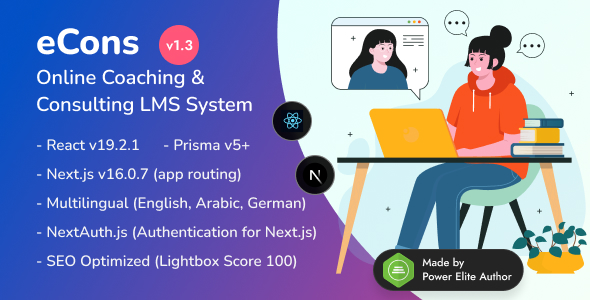 eCons - Next.js 16 Online Coaching & Consulting LMS System