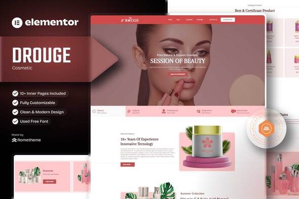 Drouge - Cosmetic Elementor Template Kit