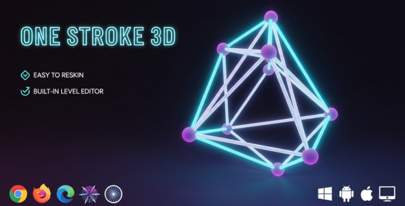 One Stroke 3D - HTML5 Logic Puzzle For Website | Satisfying Line Drawing | AdSense Ready