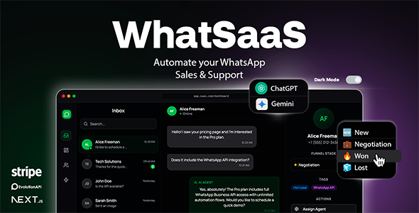 WhatSaaS — Multi-Tenant WhatsApp Sales & Support: Chatbots, Flow Builder & API Access