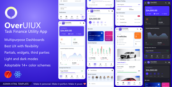 Overux Mobile Multipurpose - Framework7 React App Template