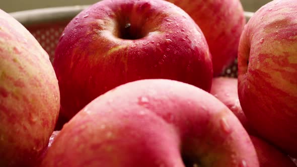 Close up of fresh red apples in the basket.