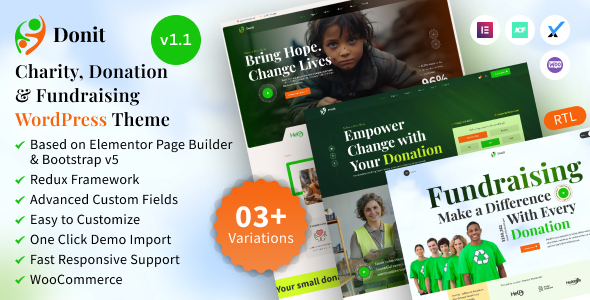 Donit – Charity Donation & Fundraising WordPress Theme