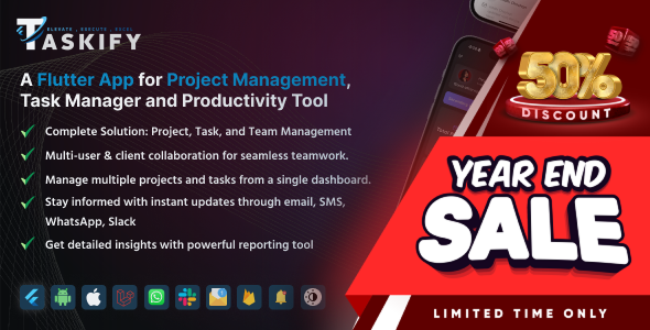 Taskify Flutter App - Project Management, Task Manager and Productivity Tool