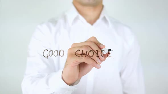 Good Choice Businessman Writing on Glass