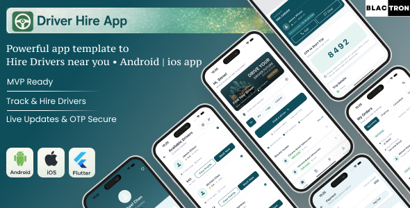 Driver Hire App – Nearby Driver Booking Flutter UI for Android & iOS