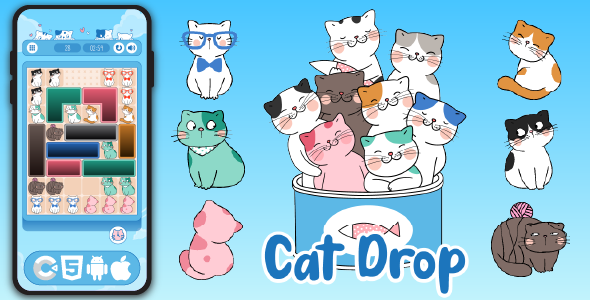 Cat Drop Puzzle - HTML5 Game, Construct 3