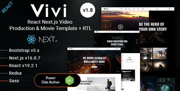 Vivi - Video Production & Movie React Nextjs 16 Template