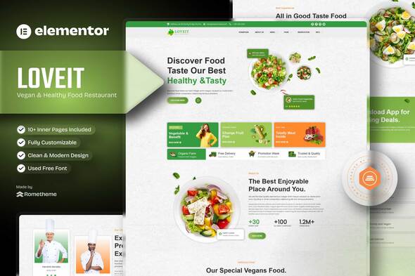 Loveit - Vegan & Healthy Food Restaurant Elementor Template Kit