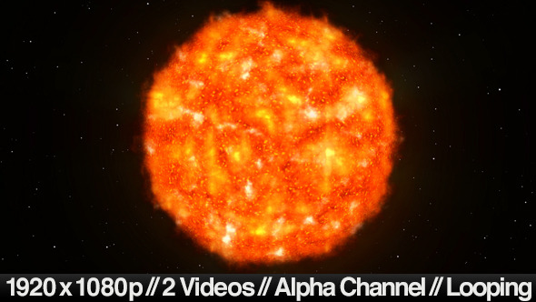 Sun in Space with Stars in the Background Loop