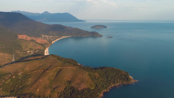 Sunset tropical summer beach. Brazilian beach tourism landmark.