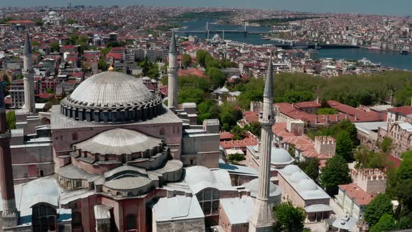 Istanbul City Hagia Sophia And Golden Horn Quarantine Aerial View