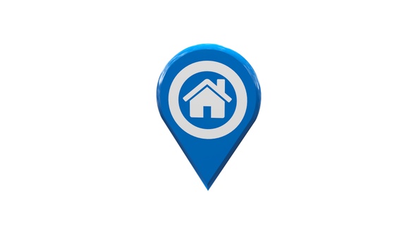 Home Map Location 3D Pin Icon Blue V9