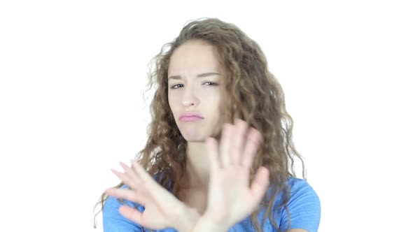 Stop, Rejecting Gesture, No By Woman, White Background