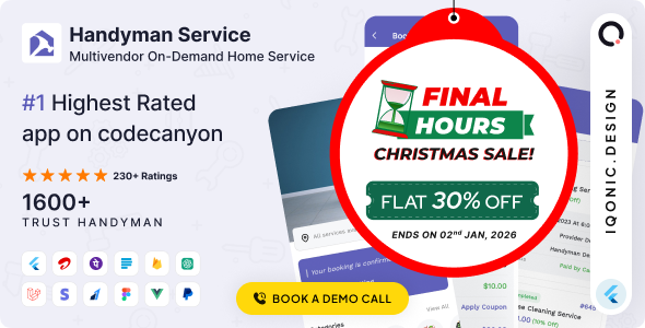 Handyman Service - On-Demand Home Services Solution (Get 2 Apps, Customer Website & Admin Panel)