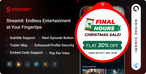 Streamit - OTT Streaming Flutter App (Add-on)