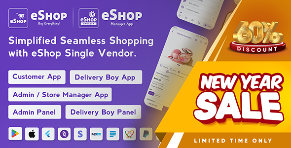 eShop- eCommerce Single Vendor App | Shopping eCommerce App with Flutter