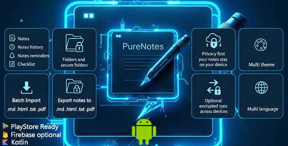 PureNotes - Privacy-First Secure Note-Taking Android App with E2EE Cloud Sync & Modern Material 3 UI