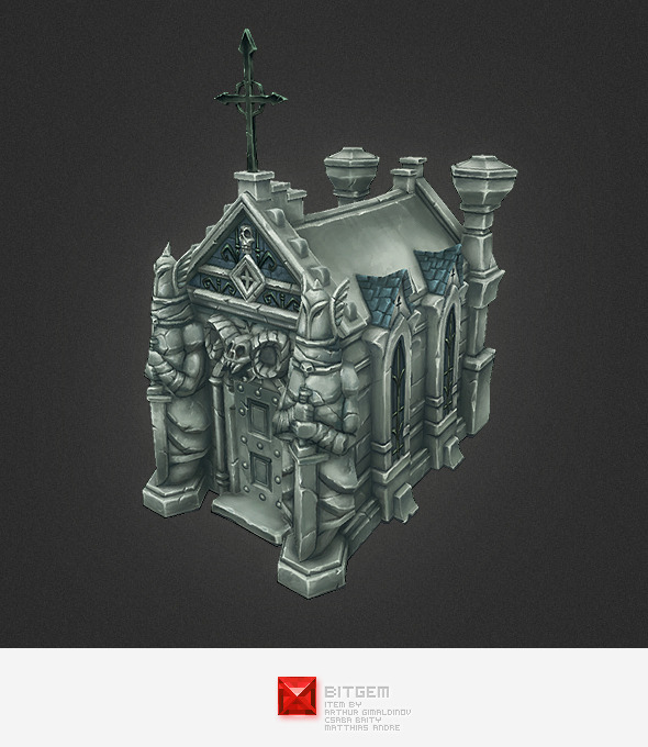 Low Poly Cemetery Crypt Set