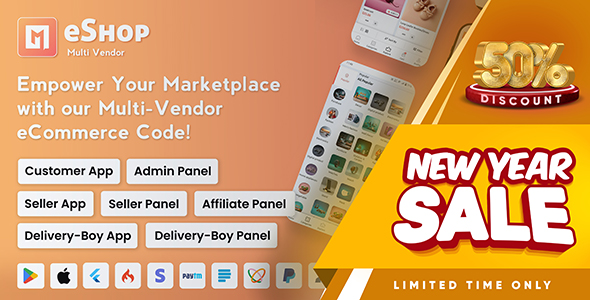 eShop - Multi Vendor eCommerce App & eCommerce Vendor Marketplace Flutter App