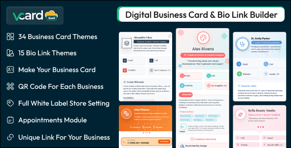 vCard SaaS - Digital Business Card Builder - Bio Links Builder
