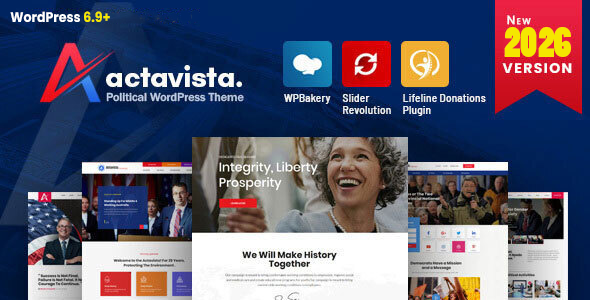 Actavista - A 2026 Political WordPress Theme for Party, Campaigns and Candidates