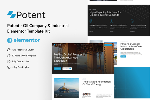Potent - Oil Company & Industrial Elementor Template Kit