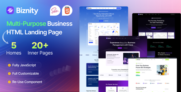 Biznity – Multipurpose Business HTML Template