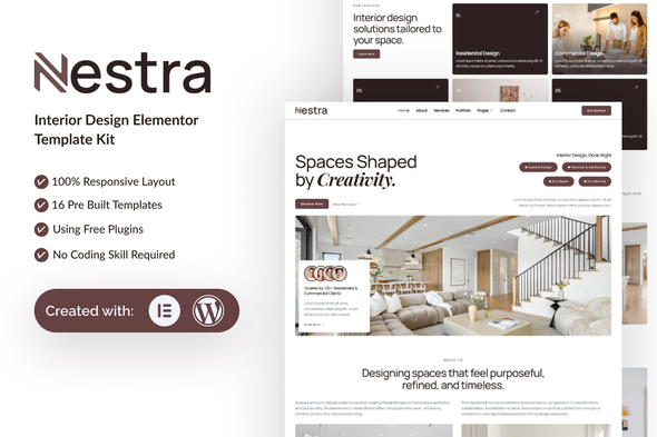 Nestra - Interior Design Elementor Template Kit