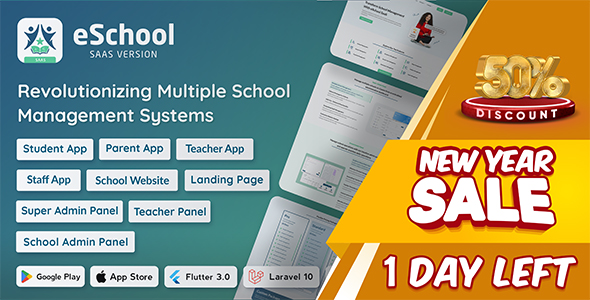 eSchool SaaS - School Management System with Student | Parents Flutter App | Laravel Admin
