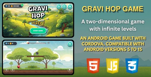 Gravi Hop - A 2D HTML5 Cordova Mobile Game.