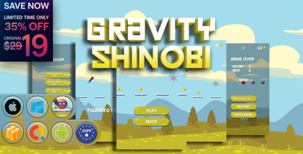 Gravity Shinobi Game Template