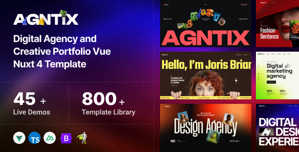 Agntix - Digital Agency & Creative Portfolio vue nuxt 4 Template