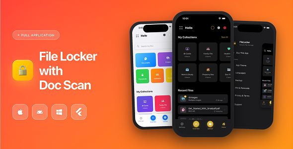 File Locker With File scan, modern Design, Full App IOS, Android, Windows